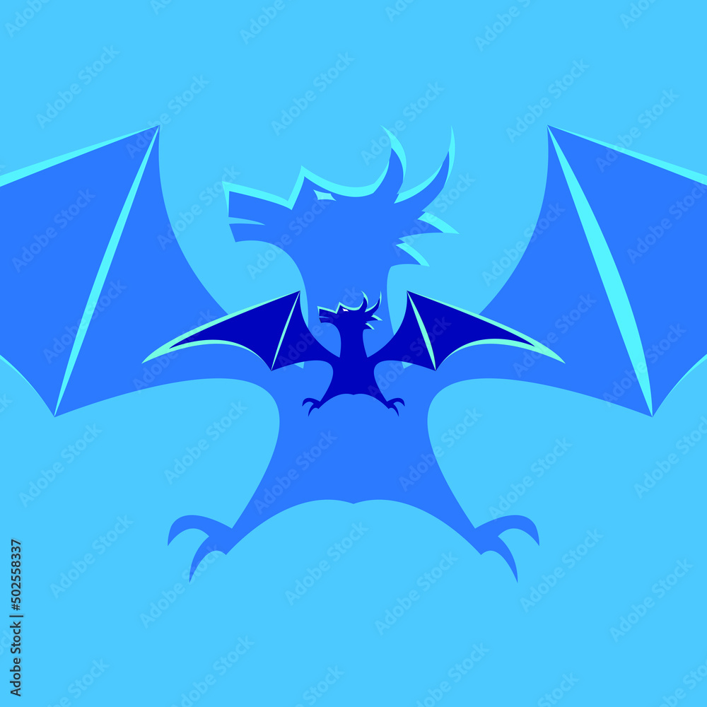 Fototapeta premium blue dragon flying in the sky