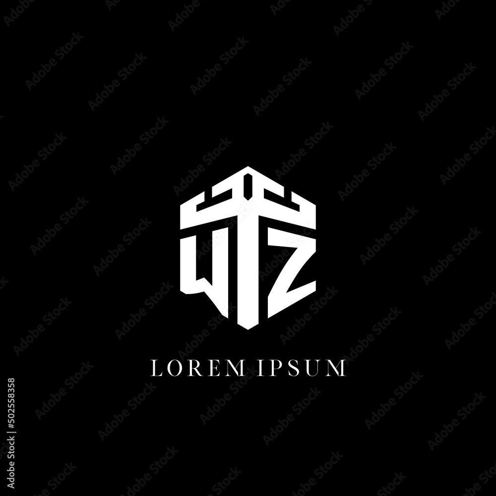 Initial letter WZ hexagon shape logo geometric style Stock Vector ...