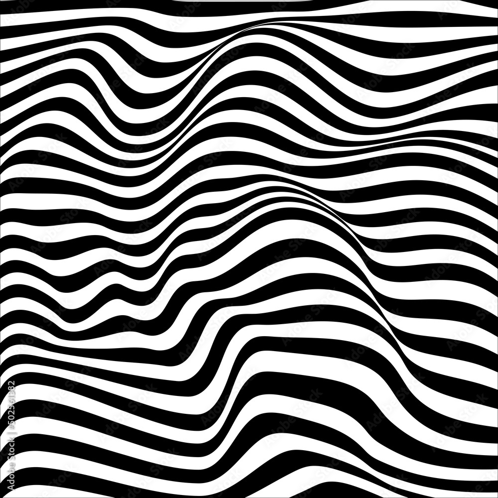 Distorted Movement Graphics Distorted lines are an illusion of movement. Black and white pattern ...