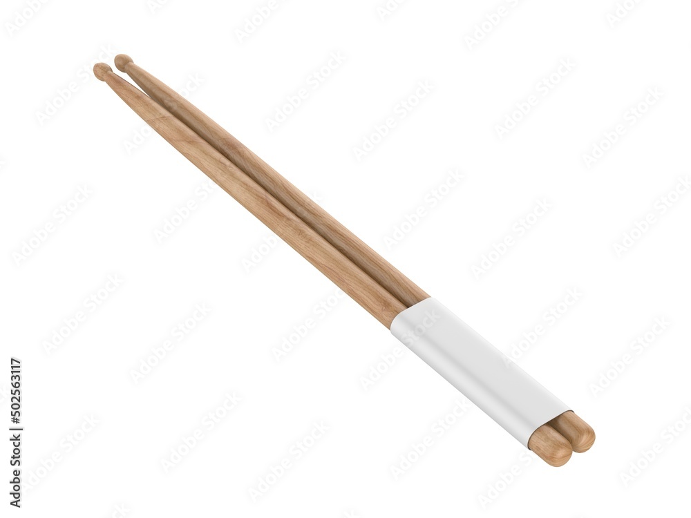 Blank Drum sticks Template, 3d render illustration. Blank Drum sticks Template, 3d render illustration.