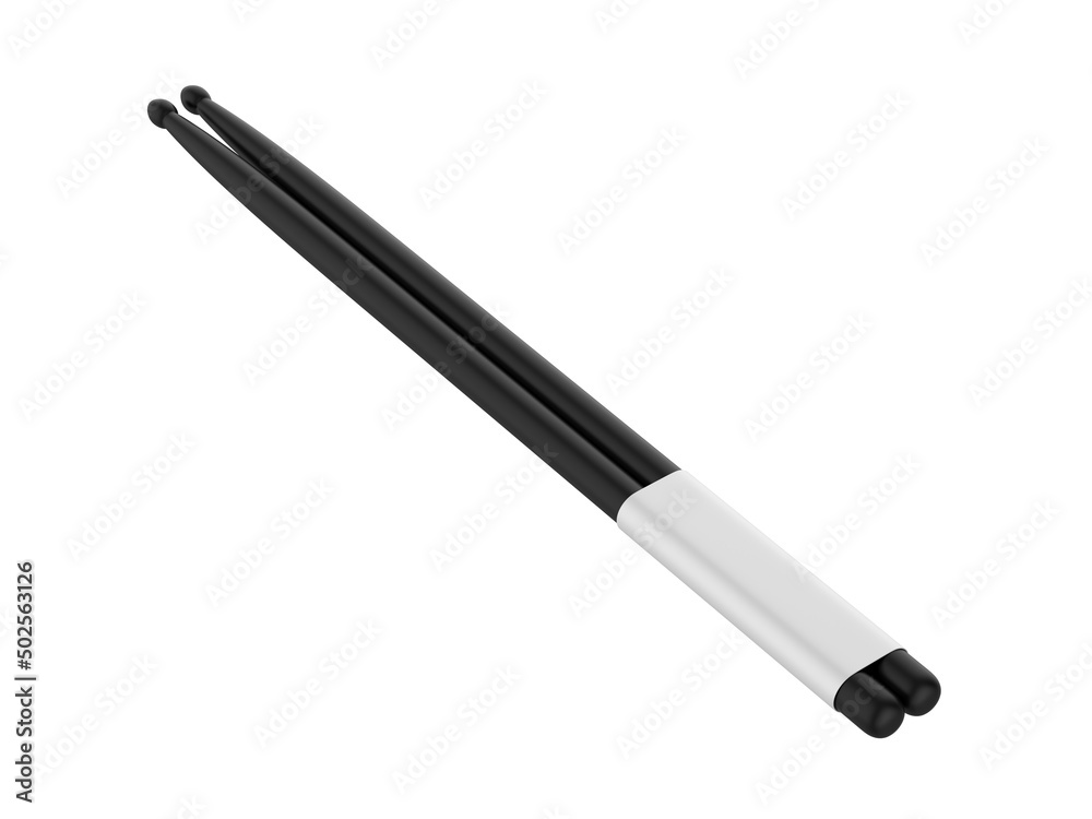 Blank Drum sticks Template, 3d render illustration. Blank Drum sticks Template, 3d render illustration.