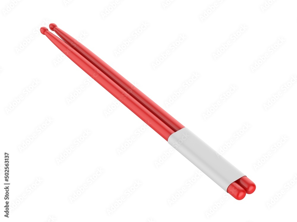 Blank Drum sticks Template, 3d render illustration. Blank Drum sticks Template, 3d render illustration.