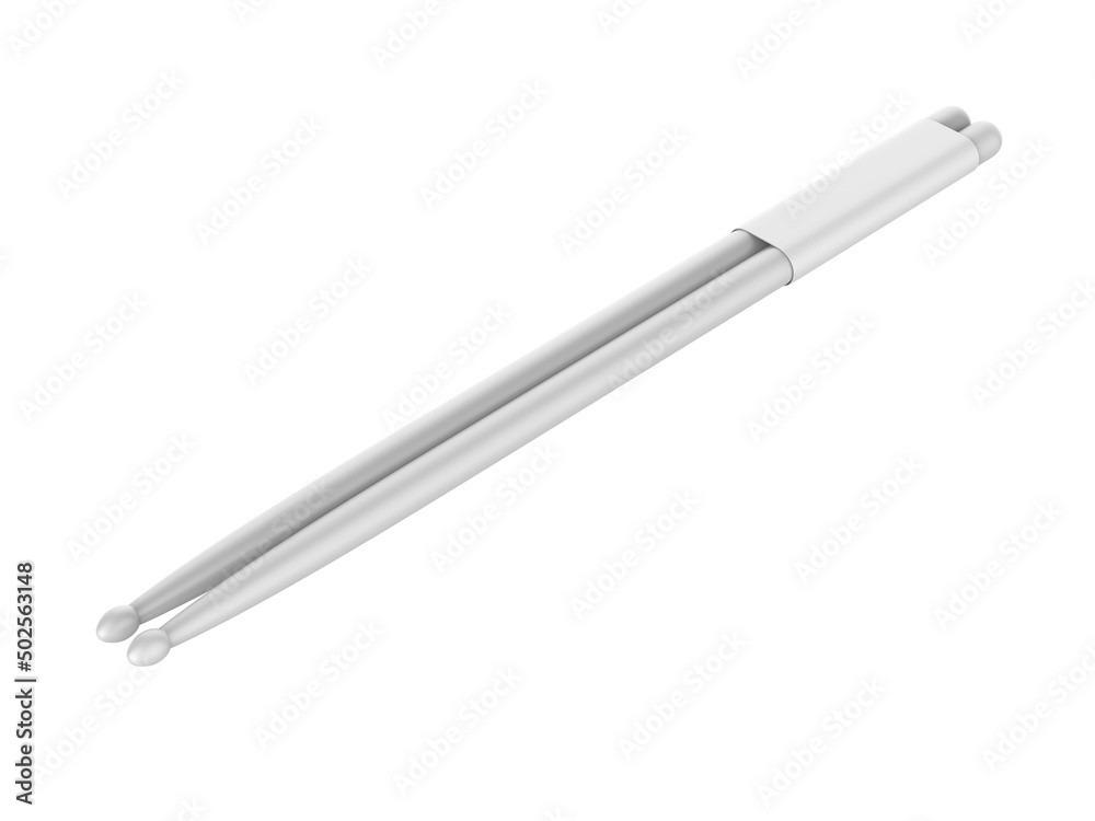 Blank Drum sticks Template, 3d render illustration. Blank Drum sticks Template, 3d render illustration.