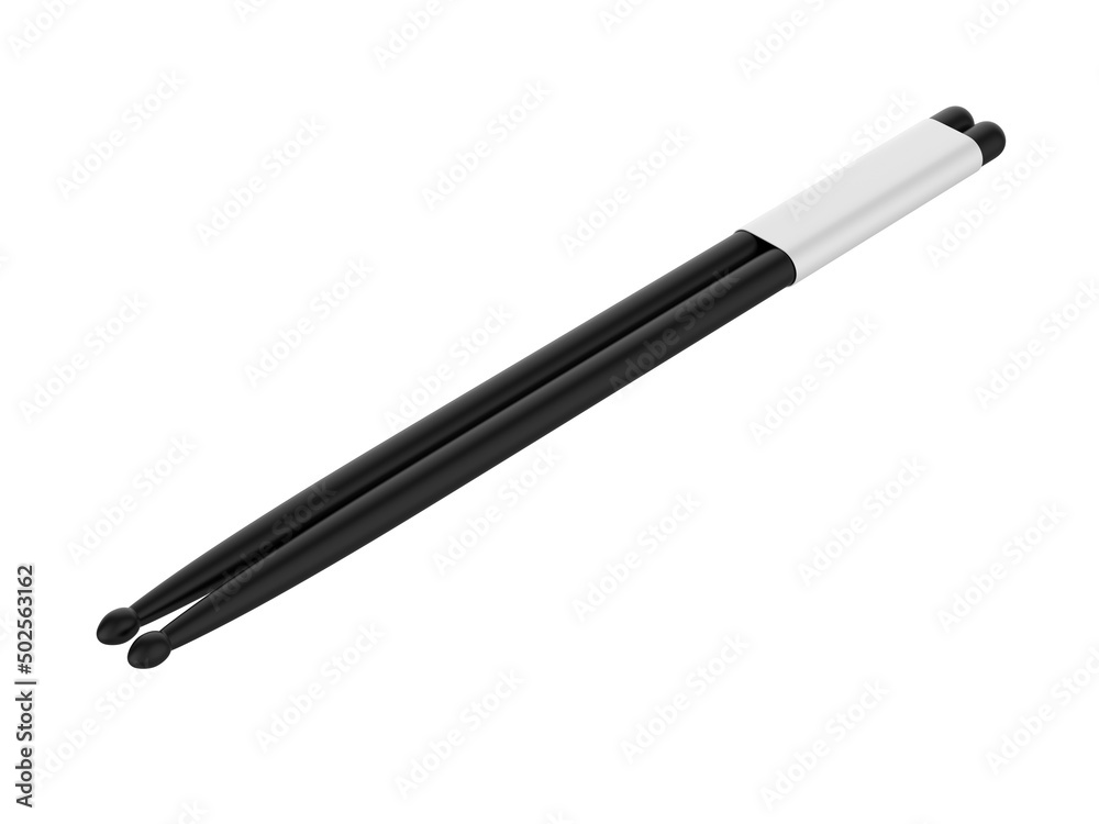 Blank Drum sticks Template, 3d render illustration. Blank Drum sticks Template, 3d render illustration.