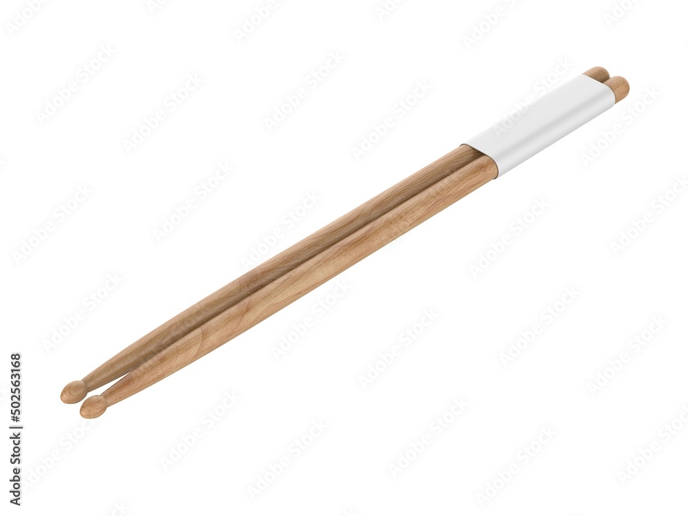 Blank Drum sticks Template, 3d render illustration. Blank Drum sticks Template, 3d render illustration.