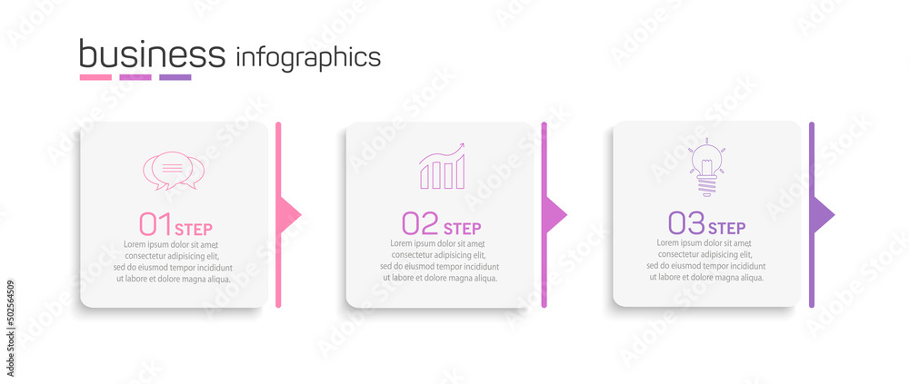 Business infographic design template with 3 options, steps or processes. Can be used for workflow layout, diagram, annual report, web design 