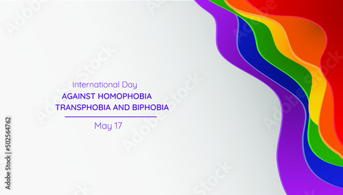 The International Day Against Homophobia, Transphobia and Biphobia background.Vector illustration in paper cut style photo