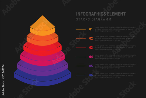 Infographic element in the form of a stack chart. Vector stock image