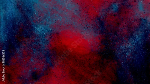 Red, blue and black particle glitter motion background.