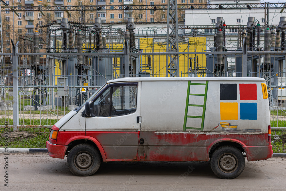 Fototapeta premium old car van stands