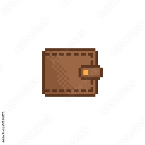 pixel icon.  Vector pixel art money wallet 8 bit logo for game