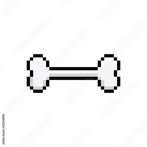 pixel bone icon.  Vector pixel art dog bone 8 bit logo for game