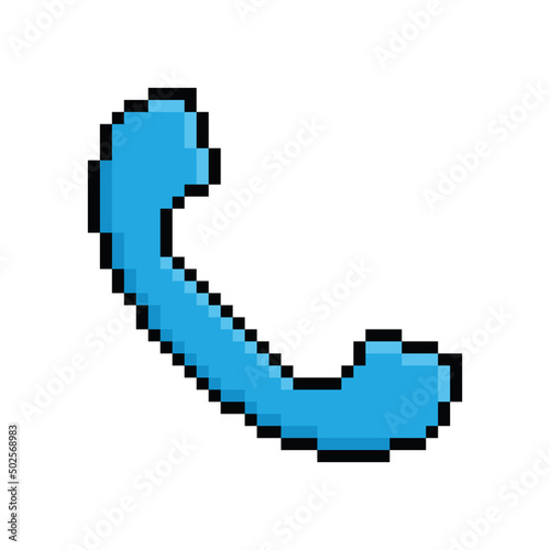 pixel phone receiver icon.  Vector pixel art call  8 bit logo for game