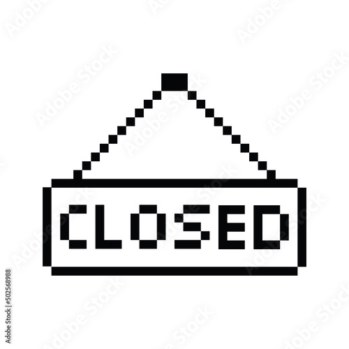 pixel closed  icon.  Vector pixel art closed  button 8 bit logo for game