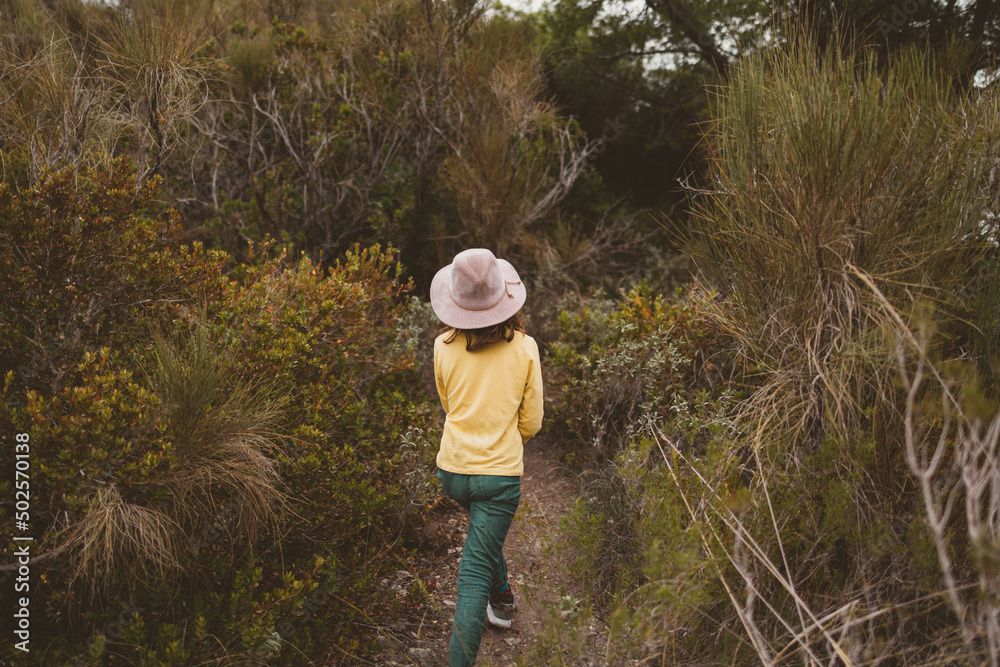 Little girl on a trek in nature, Spain

