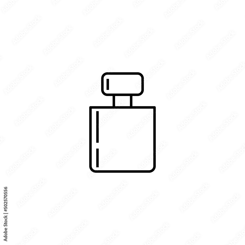 Cosmetic and beauty concept. Outline sign perfect for advertisement, web sites, internet stores etc. Line icon of men perfume in bottle in form of square Cosmetic and beauty concept. Outline sign perfect for advertisement, web sites, internet stores etc. Line icon of men perfume in bottle in form of square