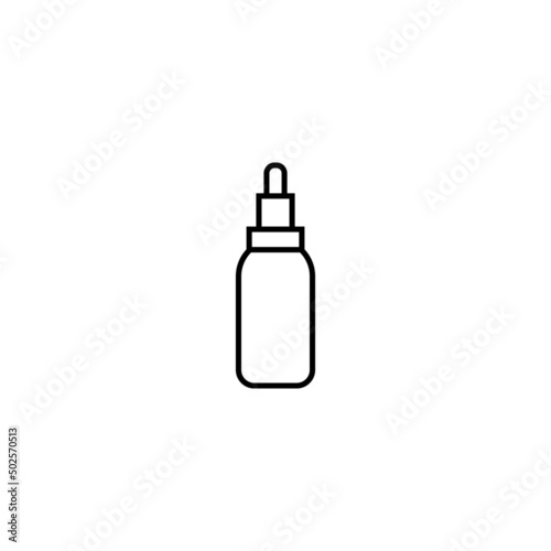 Cosmetic and beauty concept. Outline sign perfect for advertisement, web sites, internet stores etc. Line icon of bottle with liquid face mask and pipette