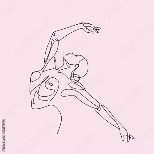 Continuous line drawing of a woman dancing. Contemporary Dancing woman. Sexual feminine poses