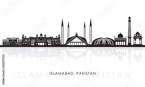 Silhouette Skyline panorama of city of Islamabad, Pakistan - vector illustration