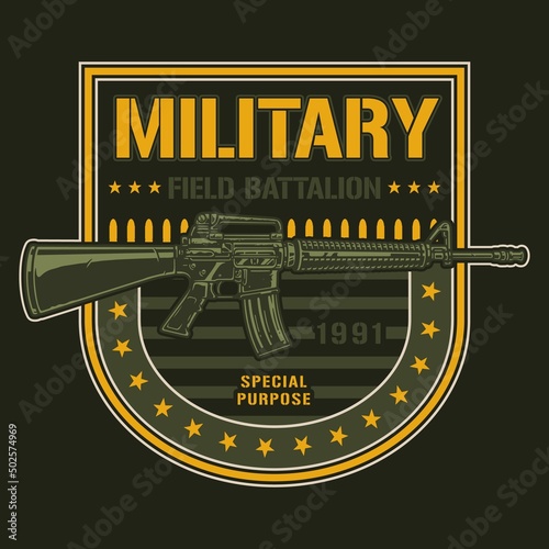 Military weapon colorful vintage logotype