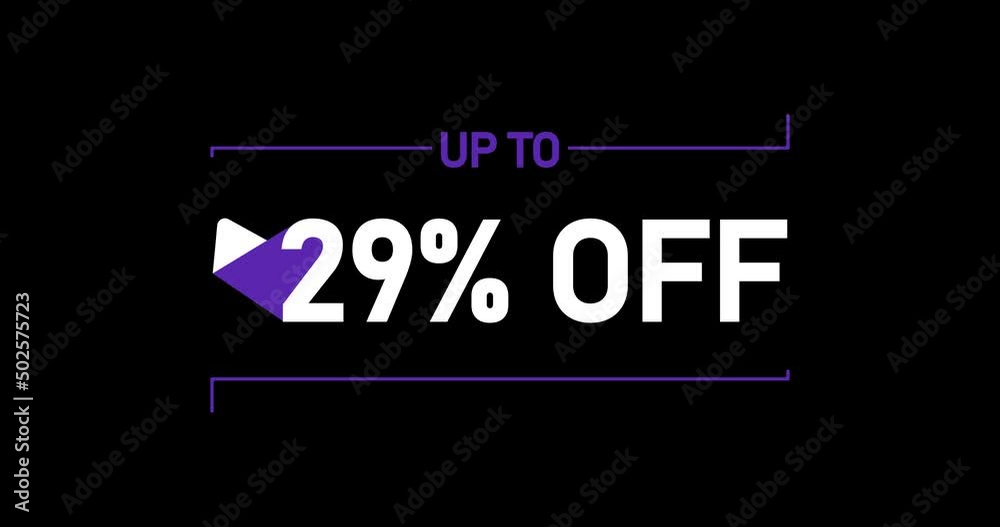 Up to 29% off, 29% off animation Isolated on black background Up to 29% off, 29% off animation Isolated on black background