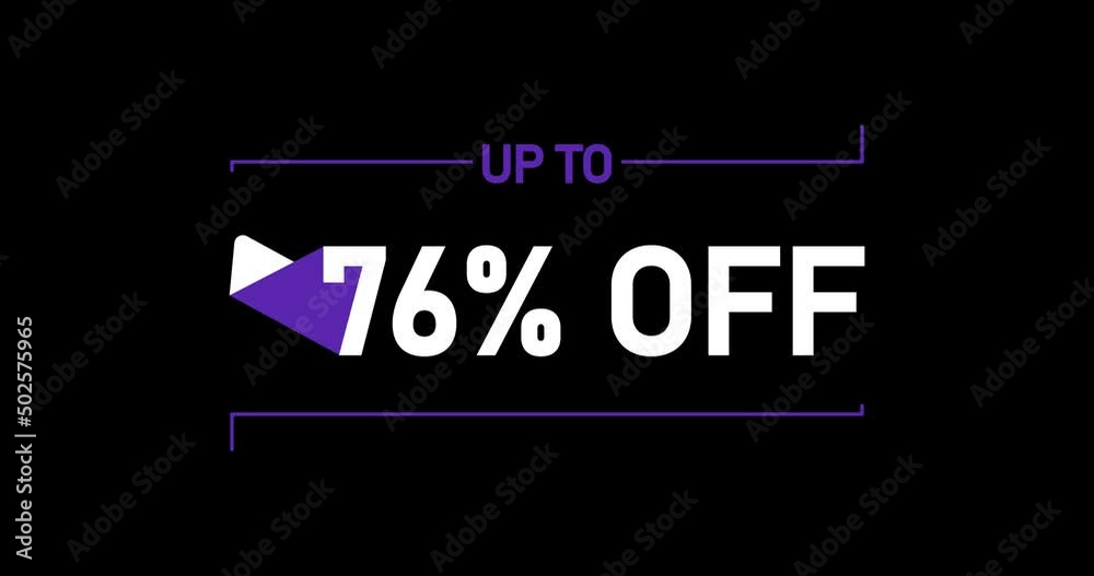 Up to 76% off, 76% off animation Isolated on black background Up to 76% off, 76% off animation Isolated on black background