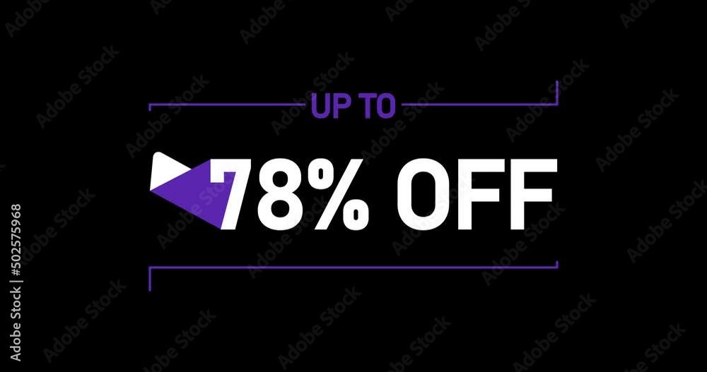 Up to 78% off, 78% off animation Isolated on black background Up to 78% off, 78% off animation Isolated on black background