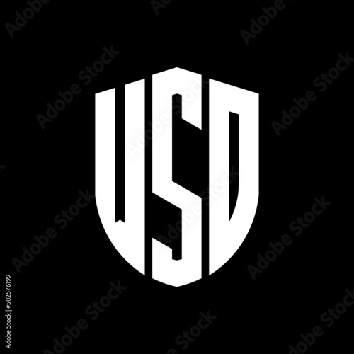 WSD letter logo design. WSD modern letter logo with black background. WSD creative  letter logo. simple and modern letter logo. vector logo modern alphabet font overlap style. Initial letters WSD   photo