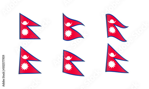 Nepal Flag Nepalese Waving Flags Vector Icons Set Wave Wavy Wind Republic Nation National State Symbol Banner Buttons Nepali Hindu Ocean Islands Asia All Every World Maldive Design Graphic