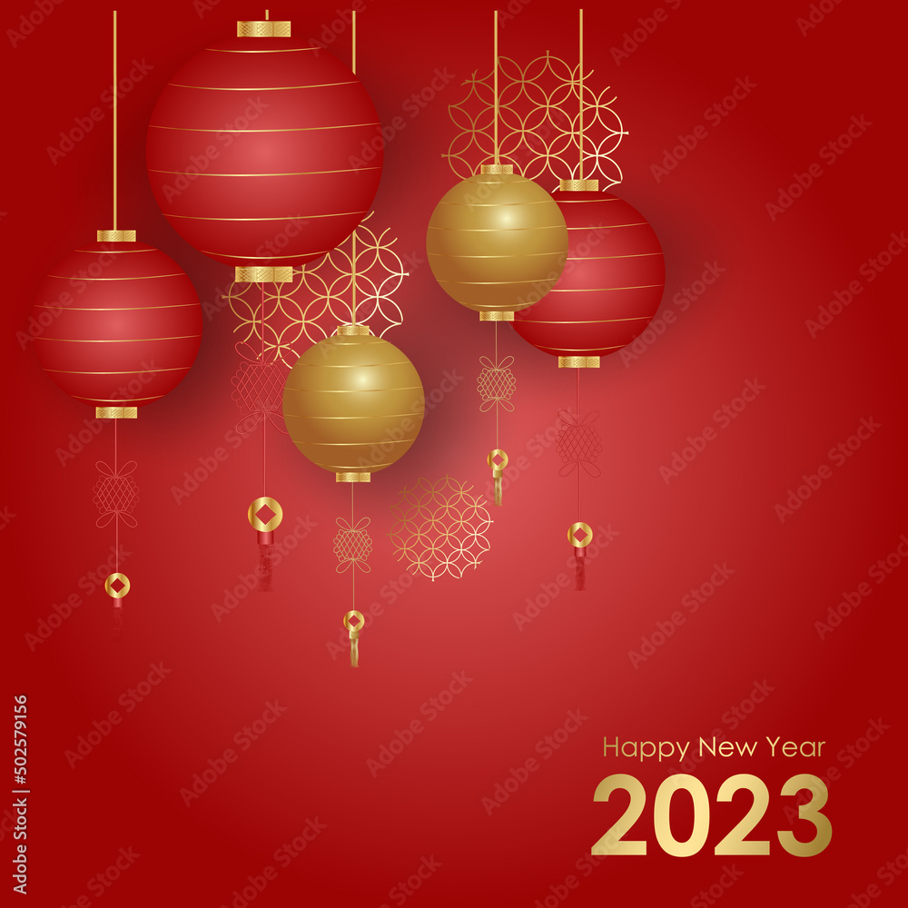 New 2023 year of the rabbit in asian style. Greeting card, banner template for the new year of the rabbit.