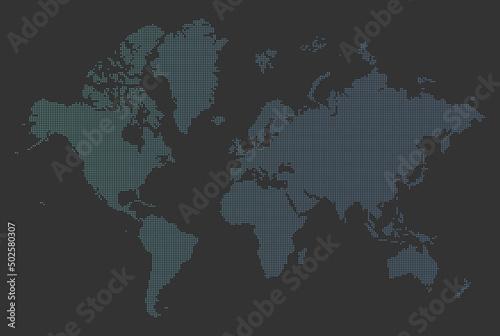 World map dotted pattern (dot pattern). Blue transition. World map illustration