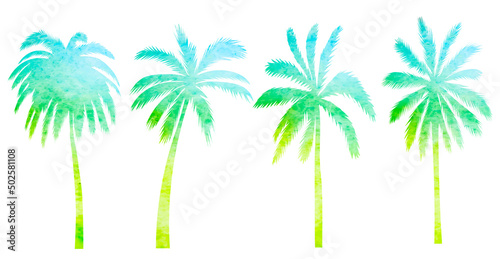 palm trees watercolor silhouette  on white background  isolated  vector