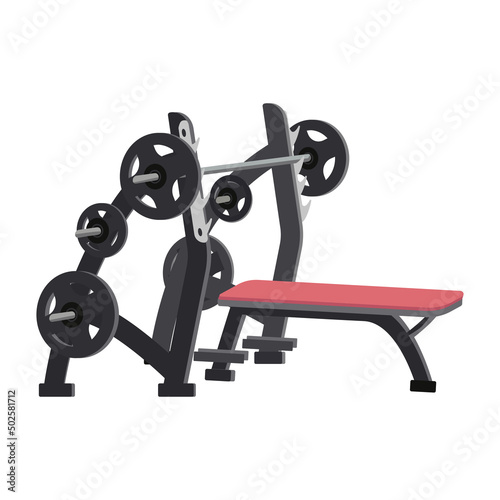 Weight machine semi flat color vector object. Gym equipment. Workout station. Full sized item on white. Home gym. Simple cartoon style illustration for web graphic design and animation