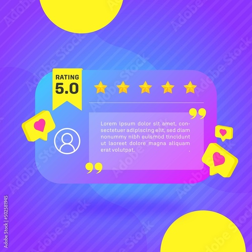 Customer review promo for social media. Post layout with feedback for business.
