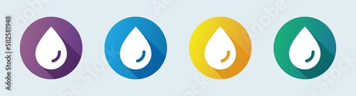 Water drop icon in flat style Isolated on white background.
