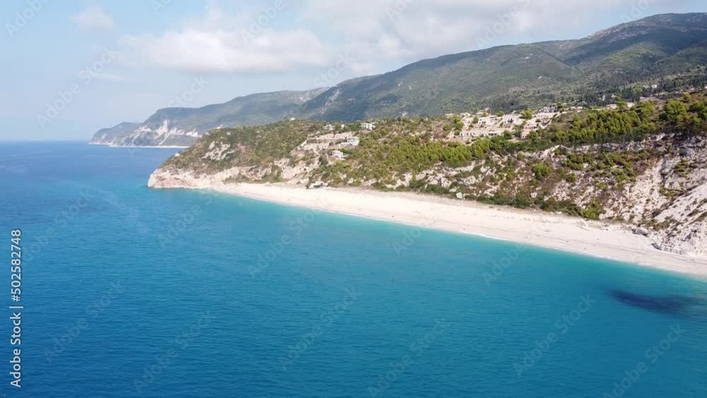 Milos Beach and Coastline of Lefkada Island, Greece - Aerial Milos Beach and Coastline of Lefkada Island, Greece - Aerial