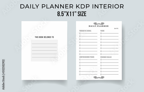 Minimalist planner pages templates. Organizer page, diary and daily control book. Life planners, weekly and days organizers or office schedule list.
