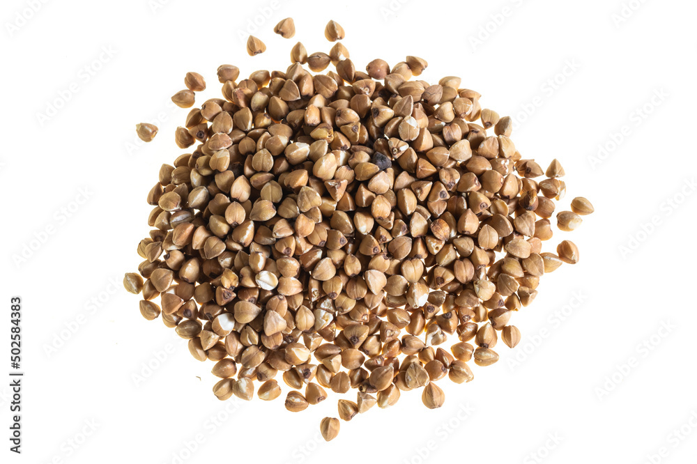 buckwheat groats on a white isolated background buckwheat groats on a white isolated background