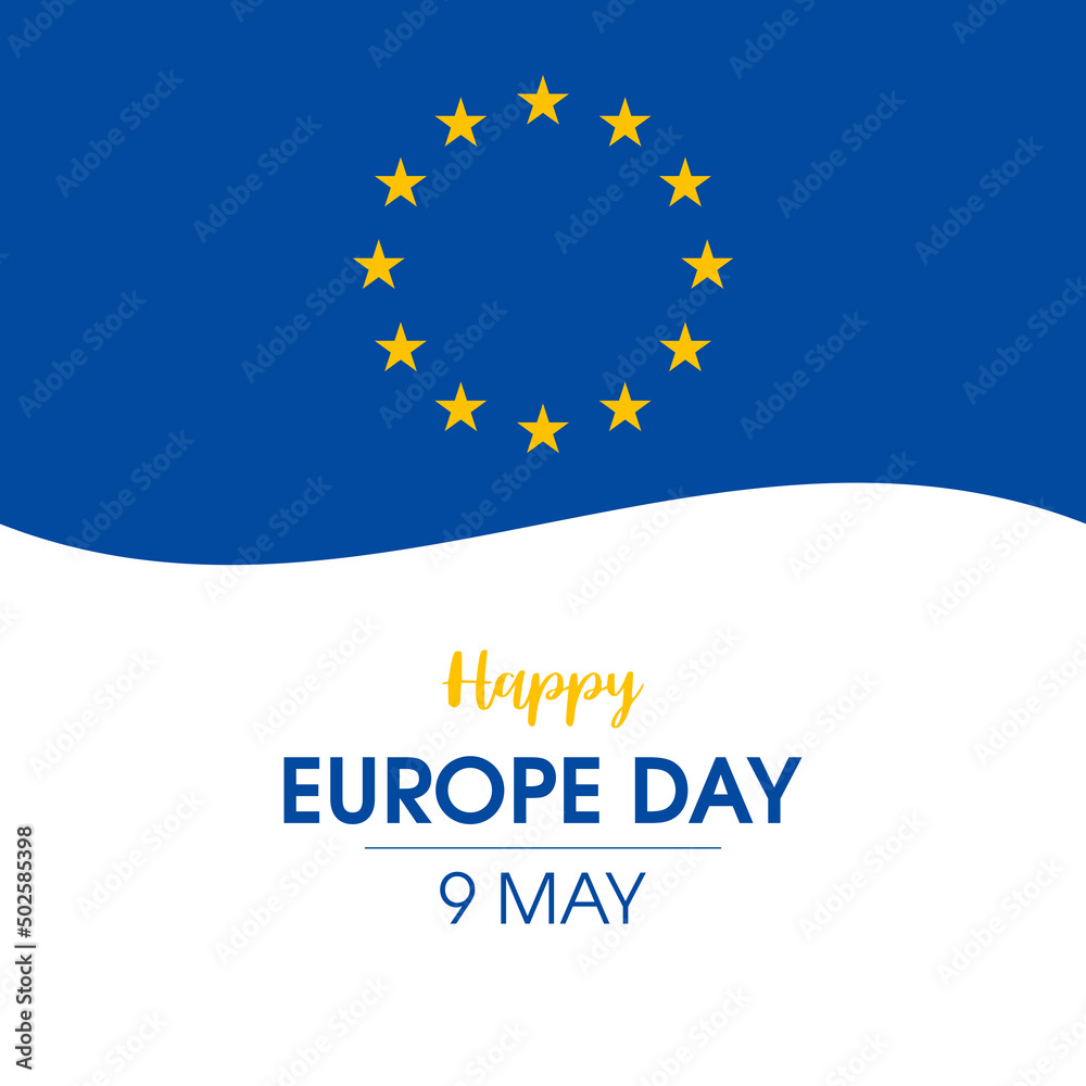 Happy Europe Day greeting card with Flag of Europe vector. Abstract European flag icon vector. Flag of the European Union design element. May 9. Important day