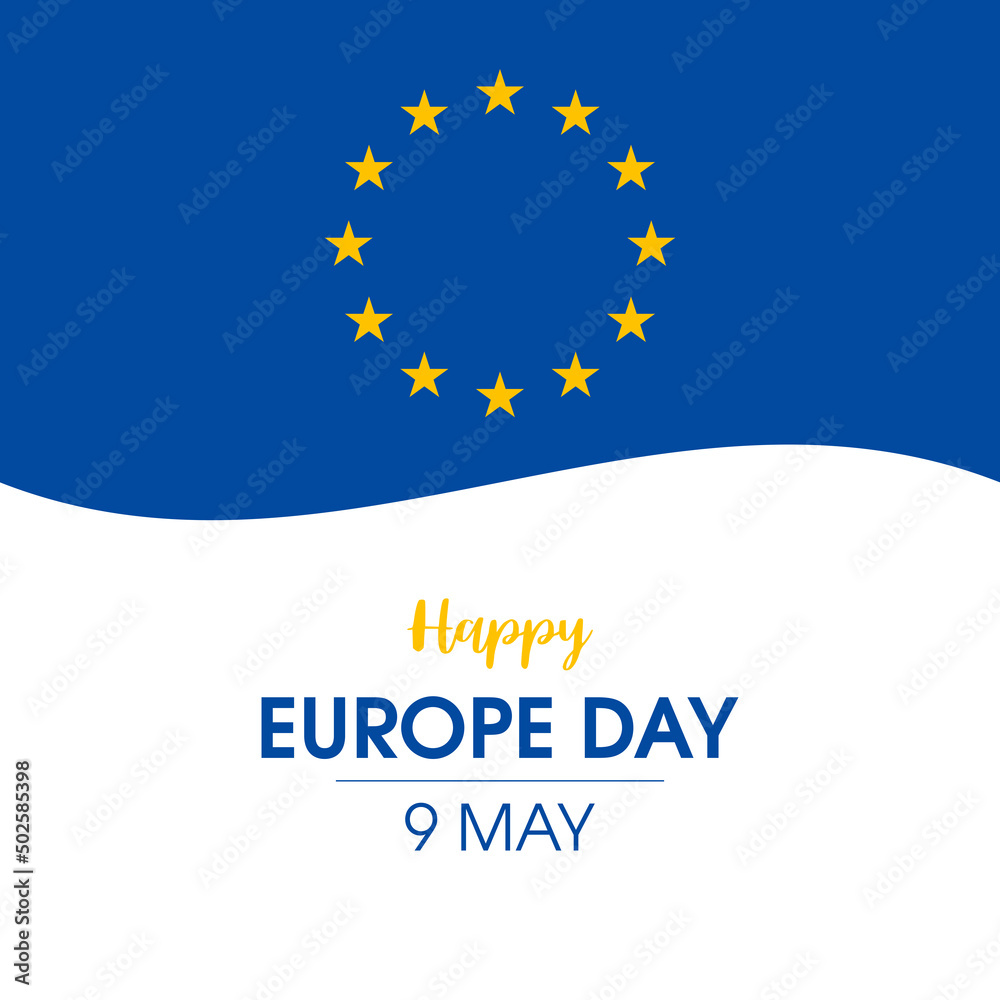 Happy Europe Day greeting card with Flag of Europe vector. Abstract European flag icon vector. Flag of the European Union design element. May 9. Important day Happy Europe Day greeting card with Flag of Europe vector. Abstract European flag icon vector. Flag of the European Union design element. May 9. Important day