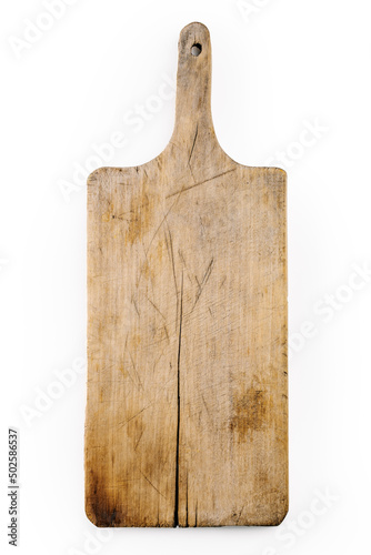 wooden cutting board on a white background.