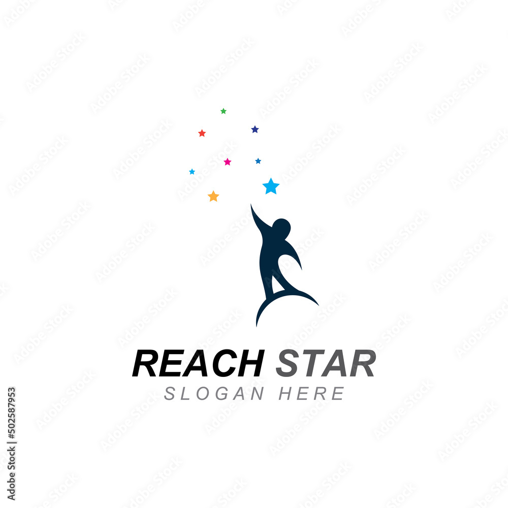 A logo to reach the stars or a logo to reach a dream or goal. Logo using concept design vector illustration template.