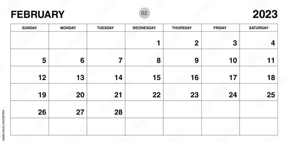 February 2023 year planner template, calendar 2023 template, monthly
