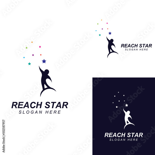 A logo to reach the stars or a logo to reach a dream or goal. Logo using concept design vector illustration template.