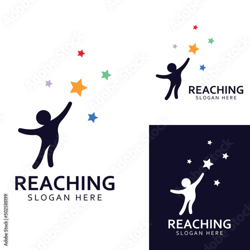 A logo to reach the stars or a logo to reach a dream or goal. Logo using concept design vector illustration template.