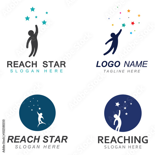 A logo to reach the stars or a logo to reach a dream or goal. Logo using concept design vector illustration template.
