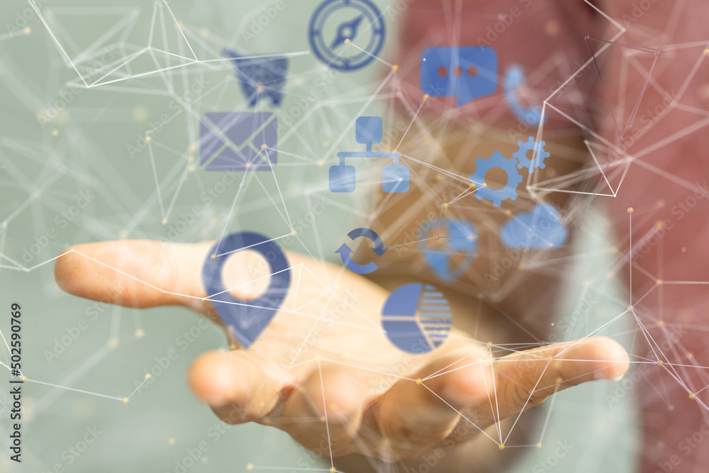 Global network. Blockchain. 3D illustration. Neural networks and artificial intelligence. Abstract Global network. Blockchain. 3D illustration. Neural networks and artificial intelligence. Abstract