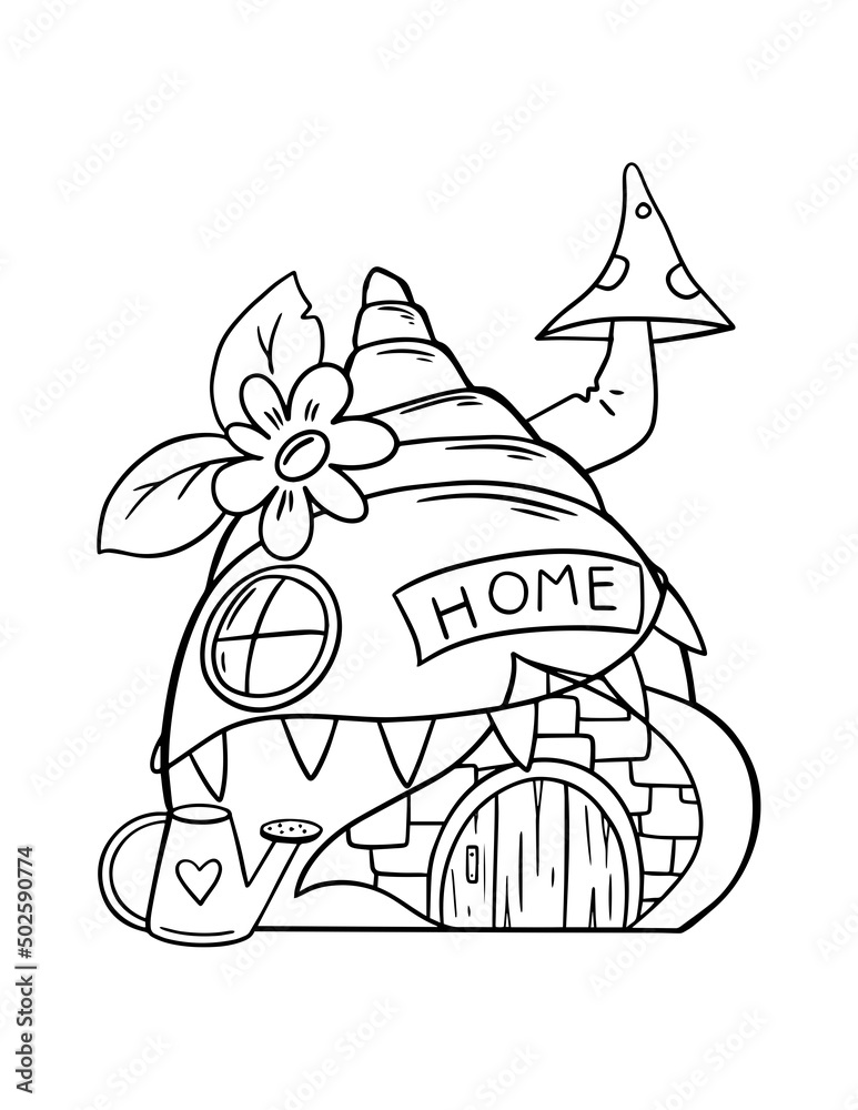 Magic house coloring page. Outline kids illustration for coloring ...