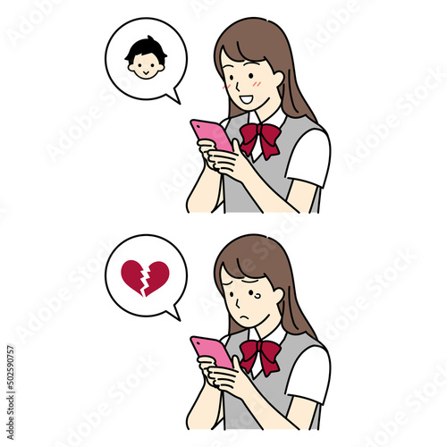 スマホを使用する学生　上半身