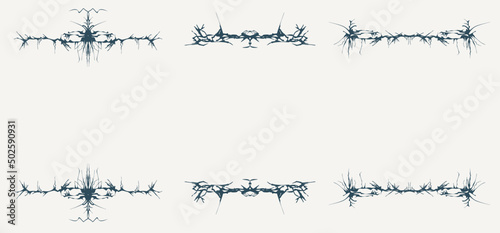 Fairy gloomy ornament. Mystical frame set. Magic border. Vector. 